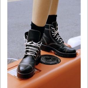 UO Juliette Treaded Combat Lace-Up Boot Black 8
